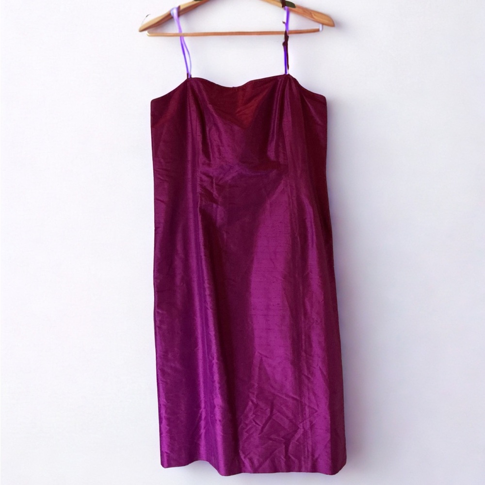 Vintage 90s Harold’s Purple Silk Slip Dress – Y2K Spaghetti Strap – Size 12 - Picture 3 of 5